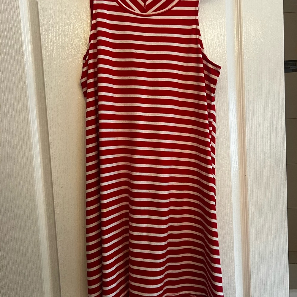 beachlunchlounge Red and White Striped Mini Dress